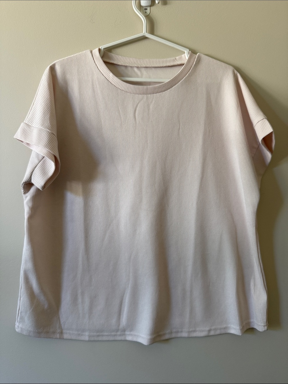 Women's Short Sleeve Waffle Knit Top - Cream